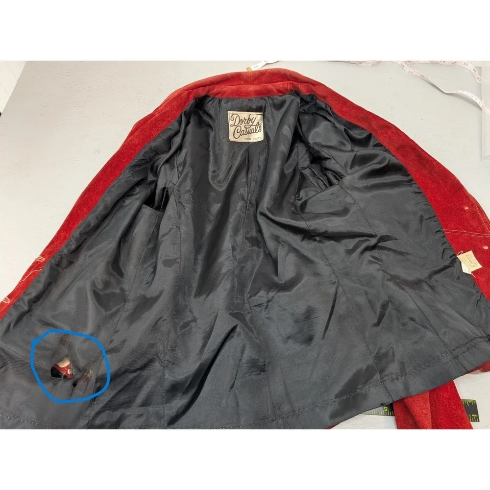 Vtg Dorby Casuals Blazer Jacket Womens 13/14 Red Suede One Button Western Grunge